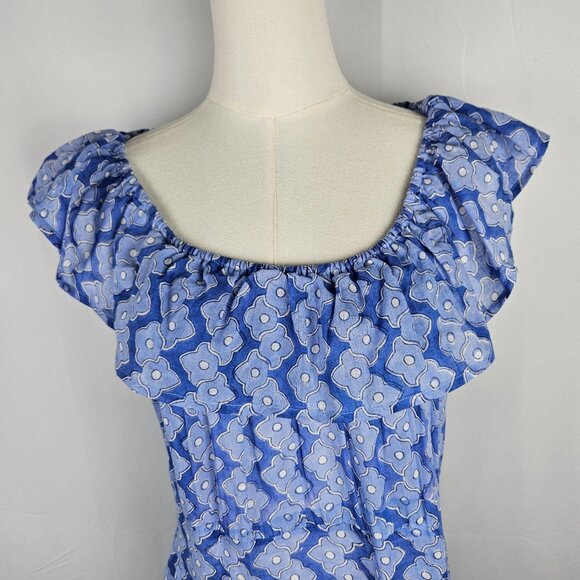 NEW Oliphant Maxi Dress Off Shoulder Sz Large Blue Floral Boho Sundress Party - Picture 5 of 13